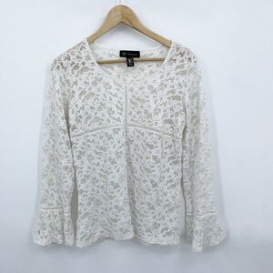 Cottagecore Ren Faire Top Medium Lace Floral Fairy Flare Sleeve Festival Boho